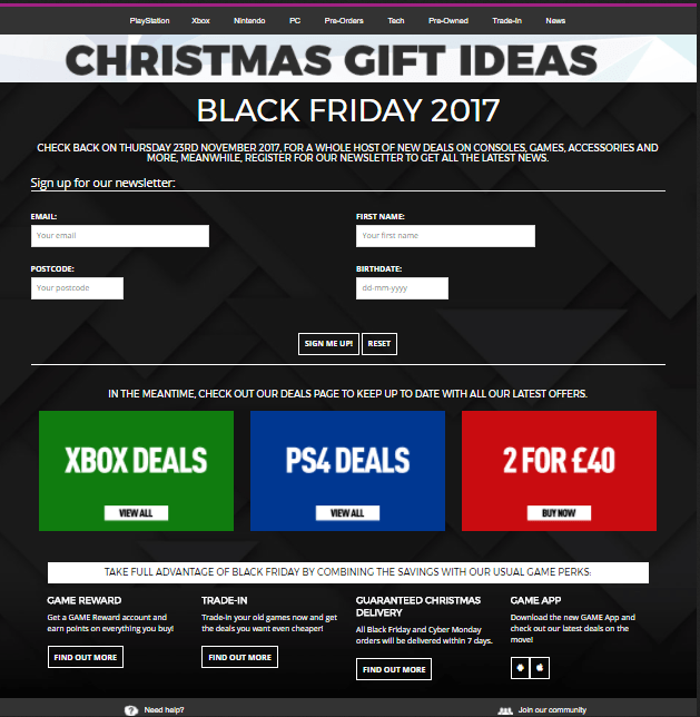 black friday preview page