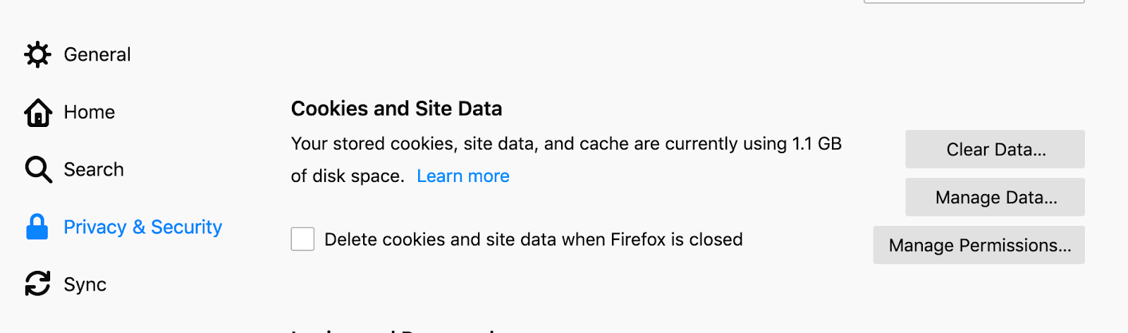 clear cookies in firefox