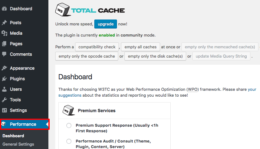 clear wordpress cache with w3 total cache plugin