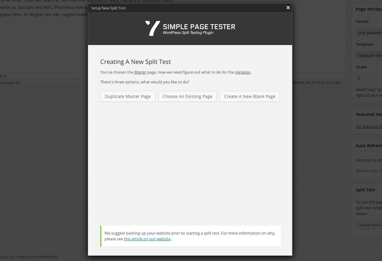 simple page tester ab testing plugin for wordpress