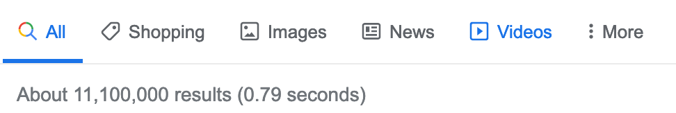 video tab in google search results