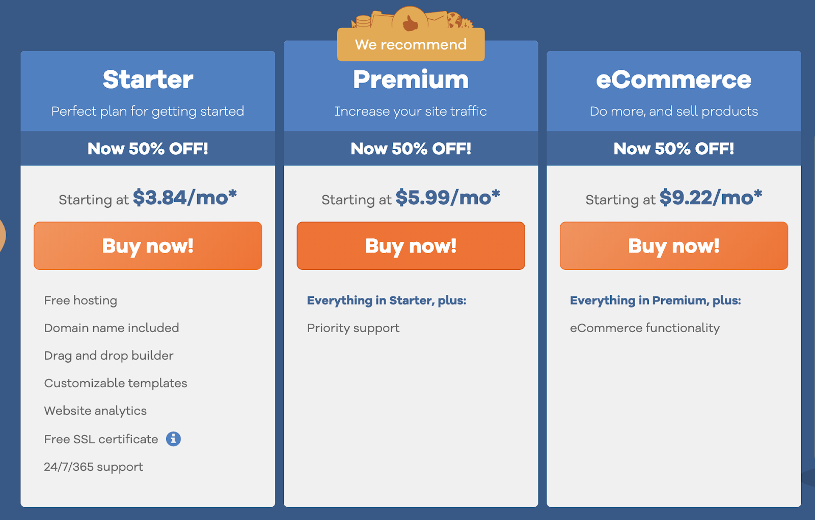 hostgator website builder pricing plans