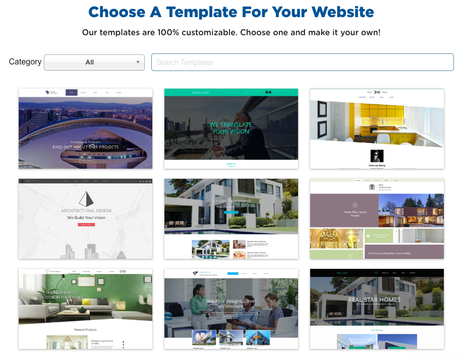 choose website builder template