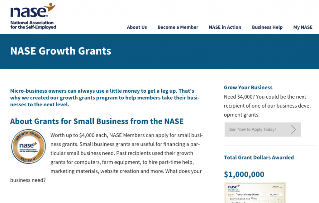 national association for the self employed business grant