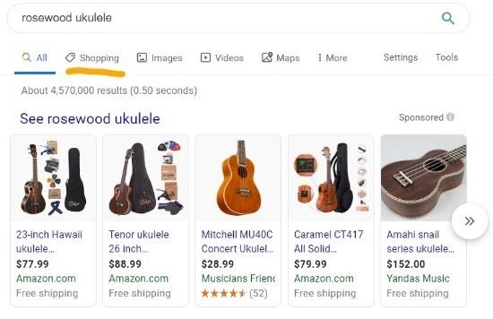 google shopping results