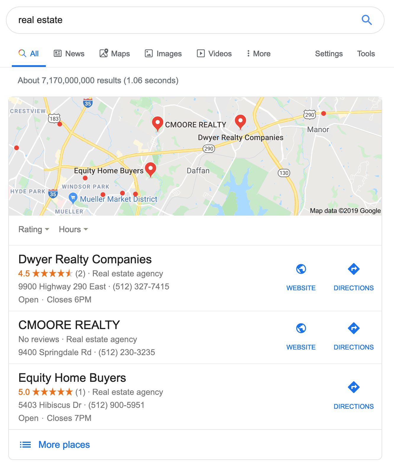 local seo search results for real estate