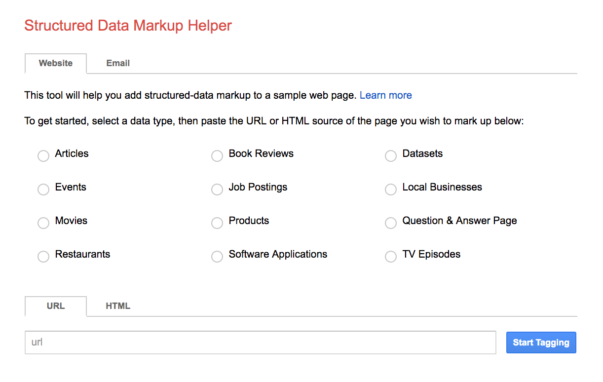 google structured data markup helper