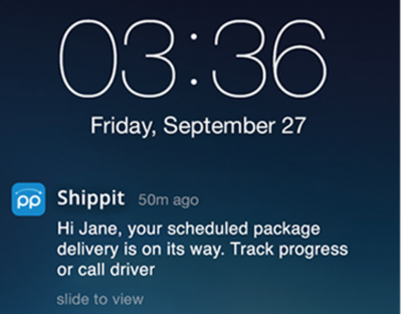 ecommerce order tracking push notification on smartphone