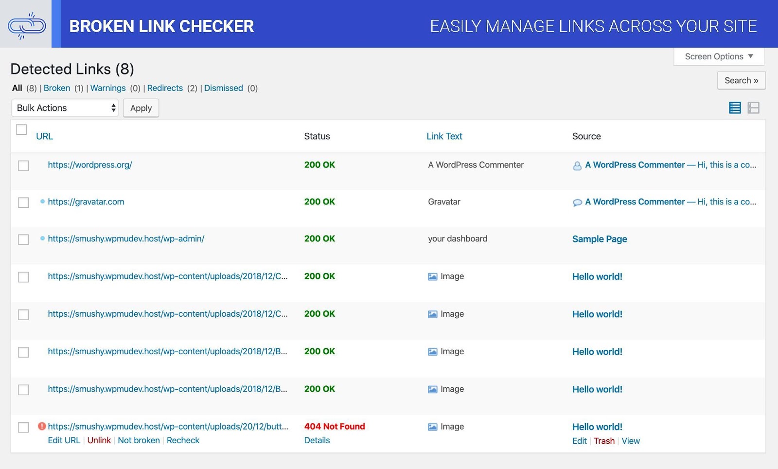 wordpress broken link checker plugin