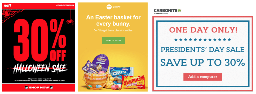 holiday email offer examples