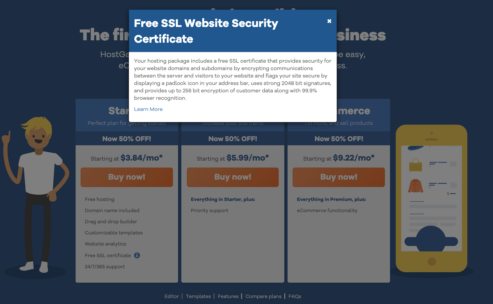 hostgator ecommerce hosting includes free ssl security certificate