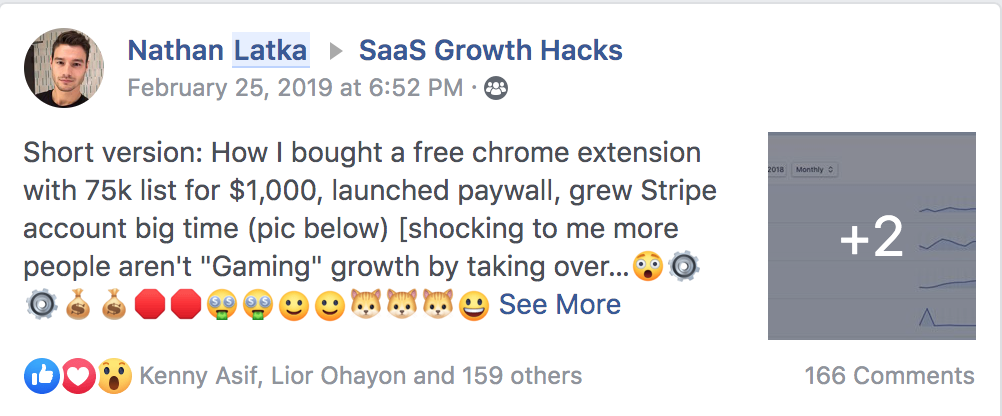 nathan latka facebook post to saas growth hacks