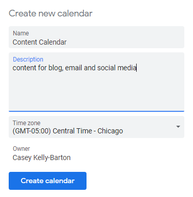 google content calendar