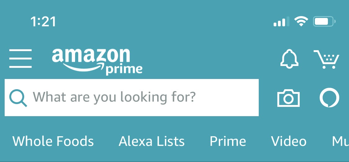 search bar on amazon mobile app