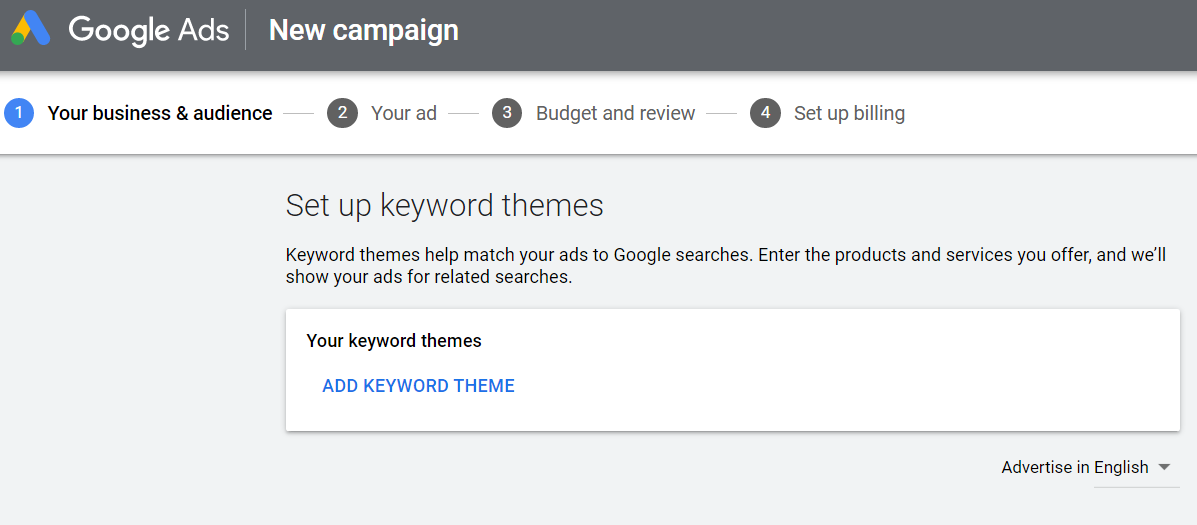 set keyword themes in google ads