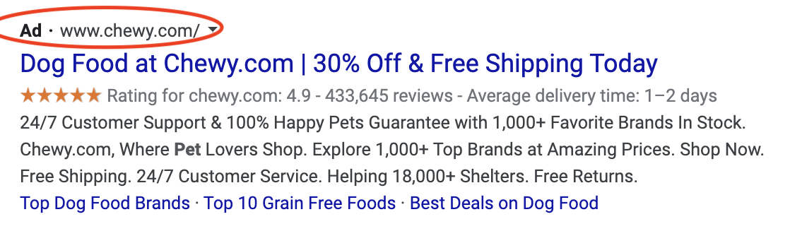 example of google ppc ad