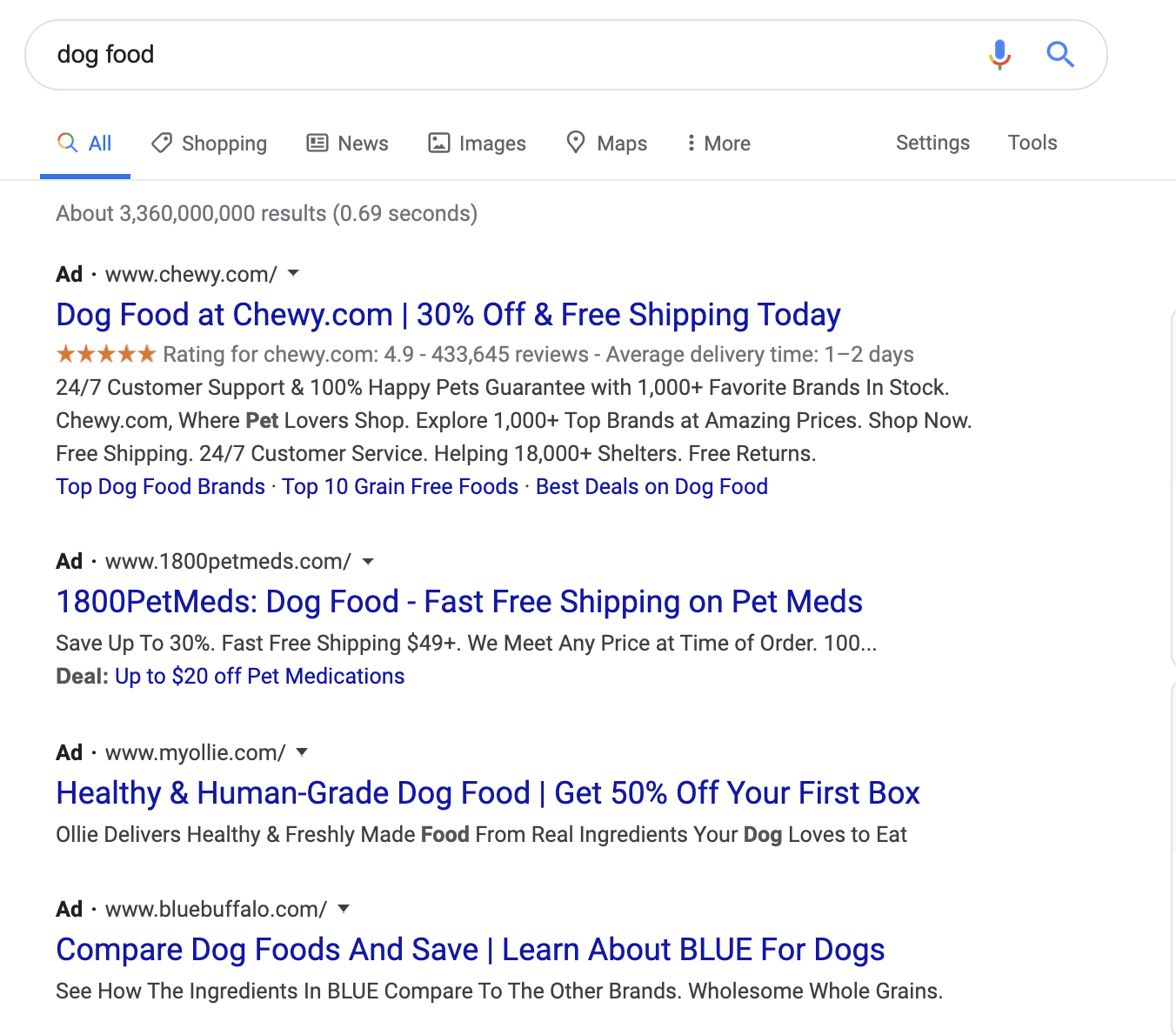 google ads listing