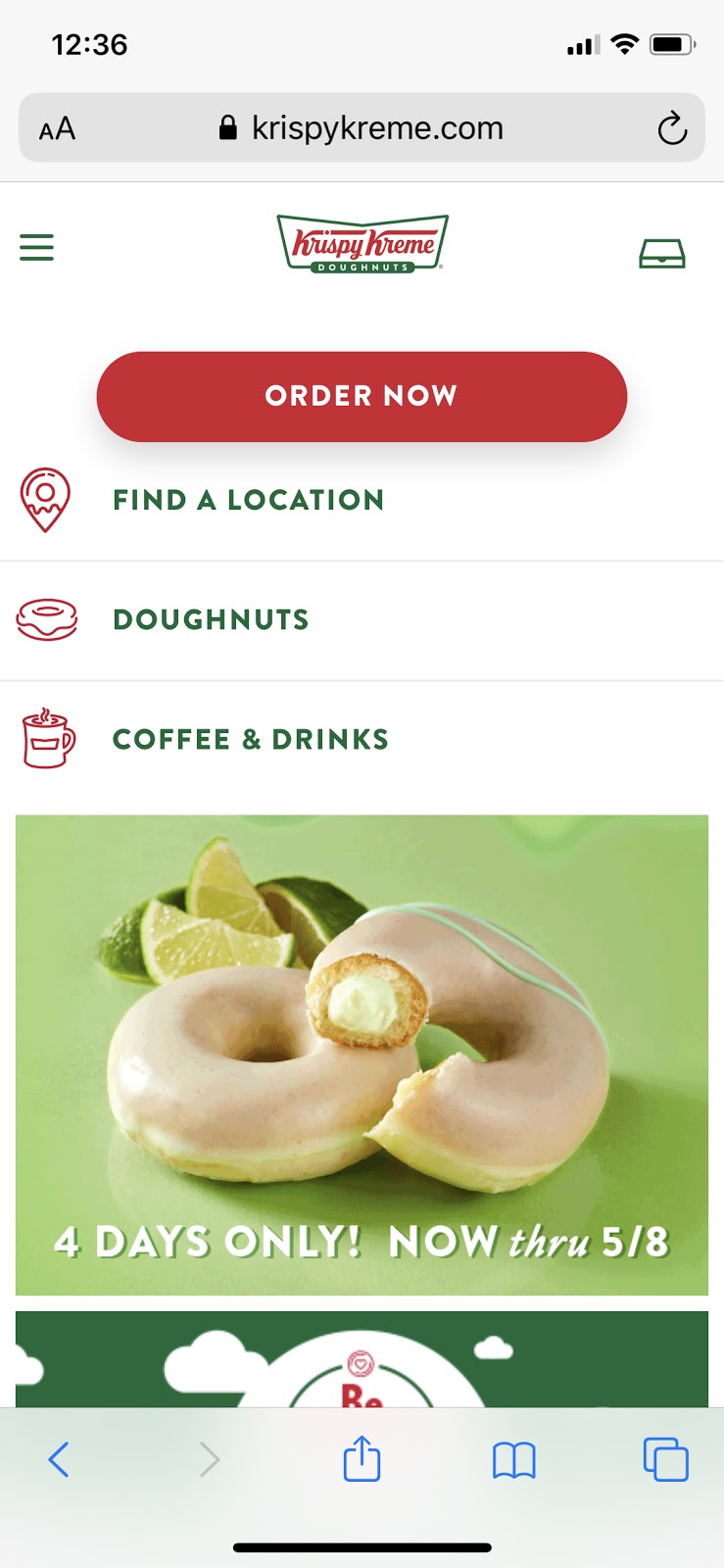 mobile version of krispy kreme website