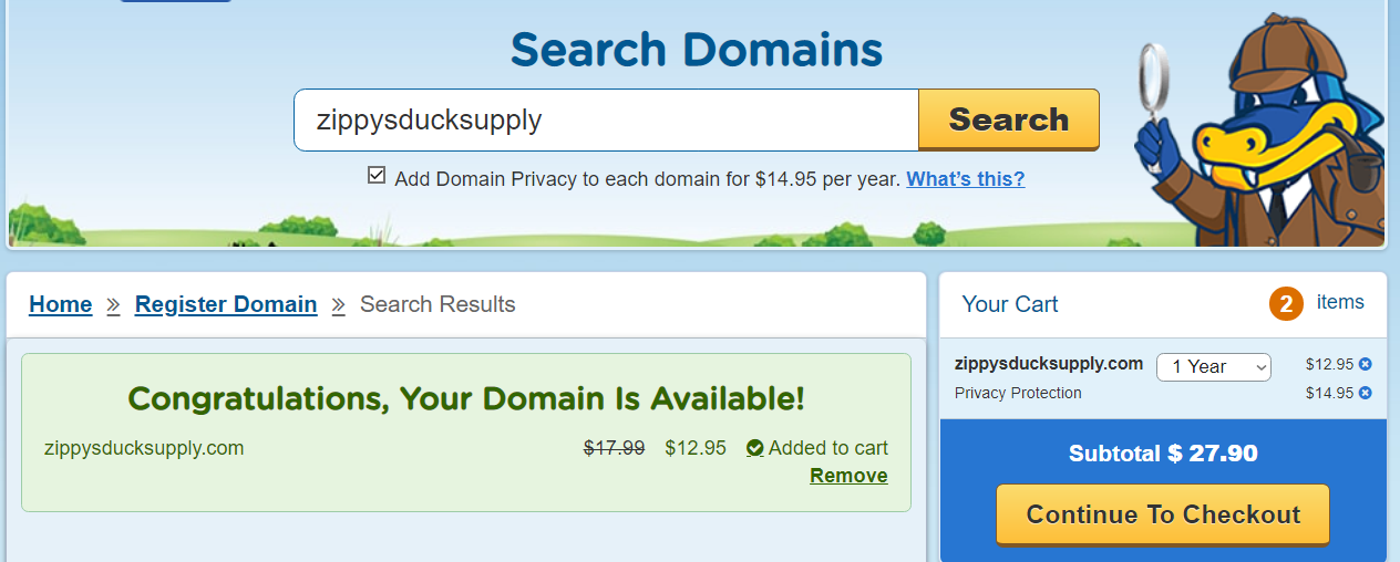 search for domains on hostgator