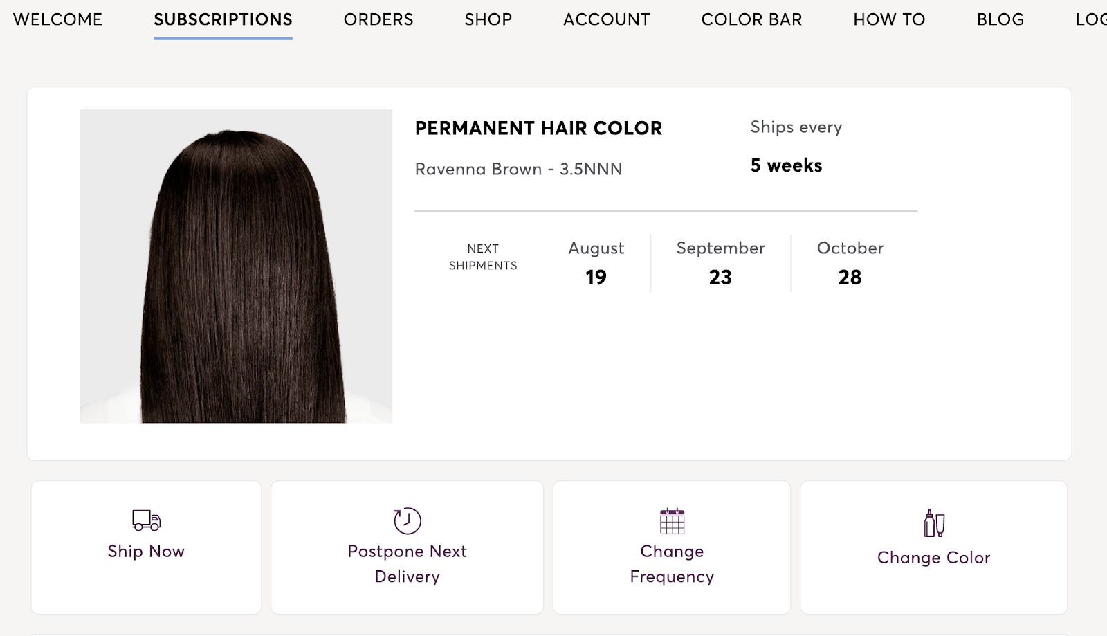 ecommerce subscription website for hairdye