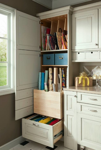 gift wrapping station inside a house