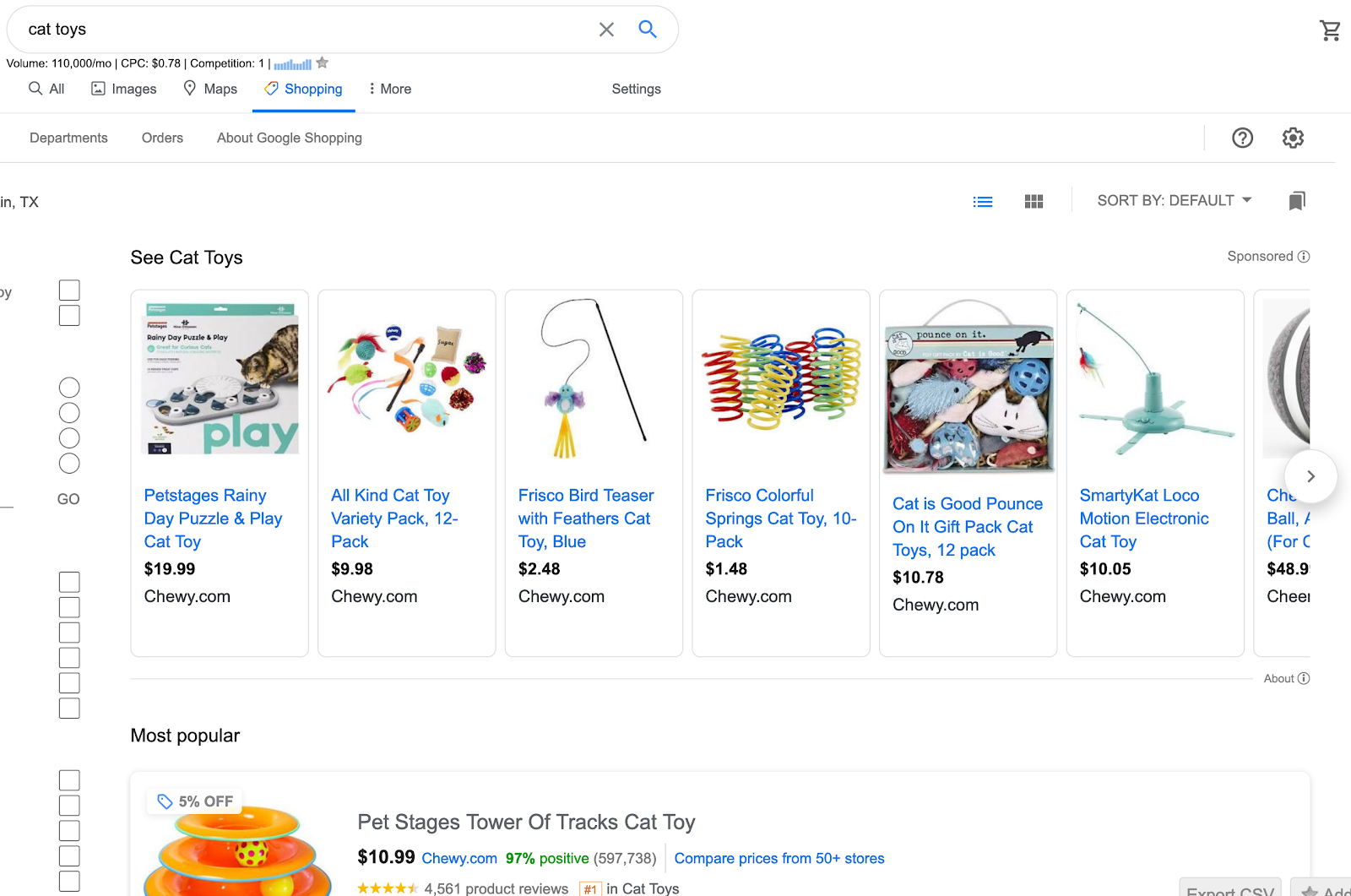 google shopping tab