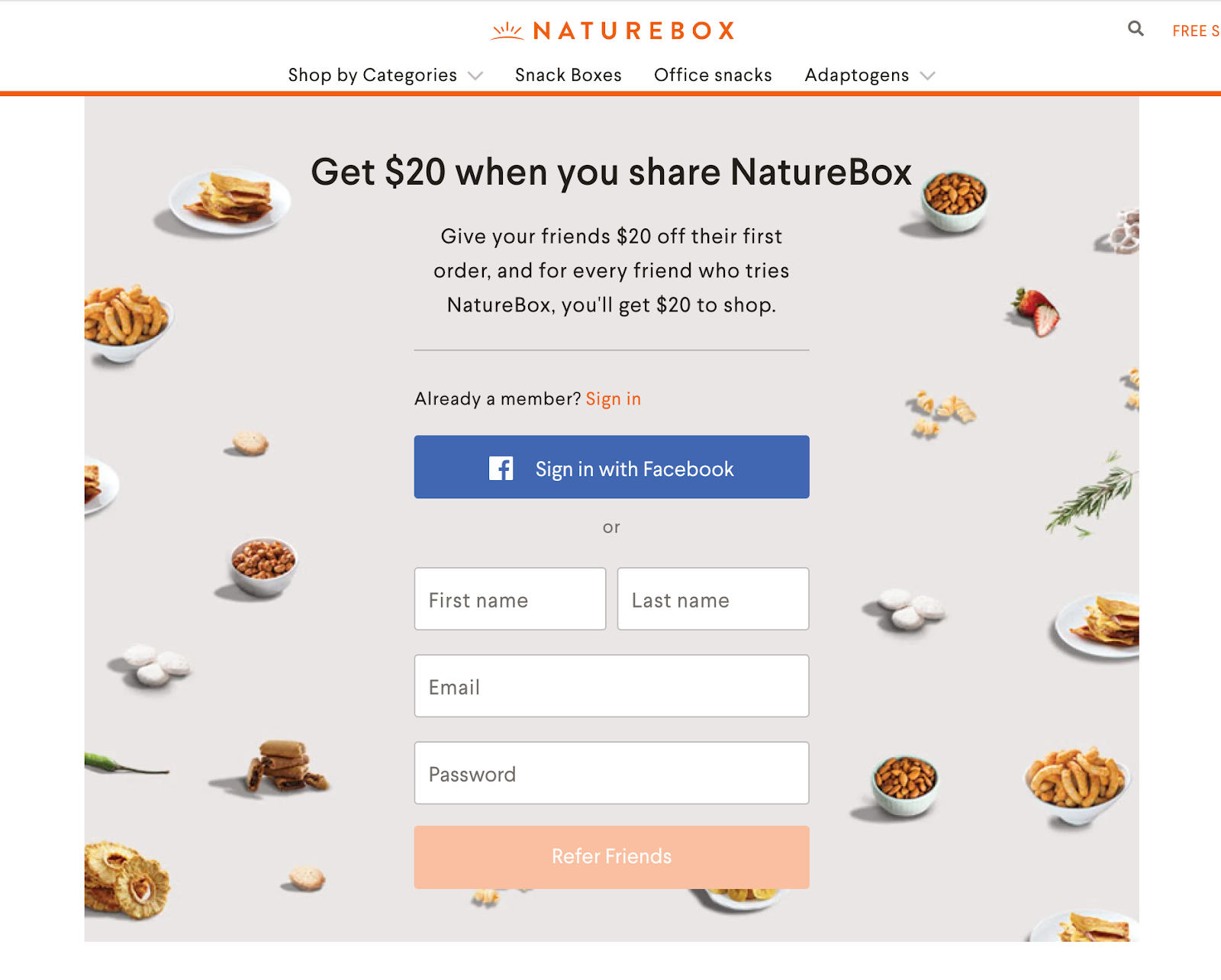 naturebox customer referral offer on website