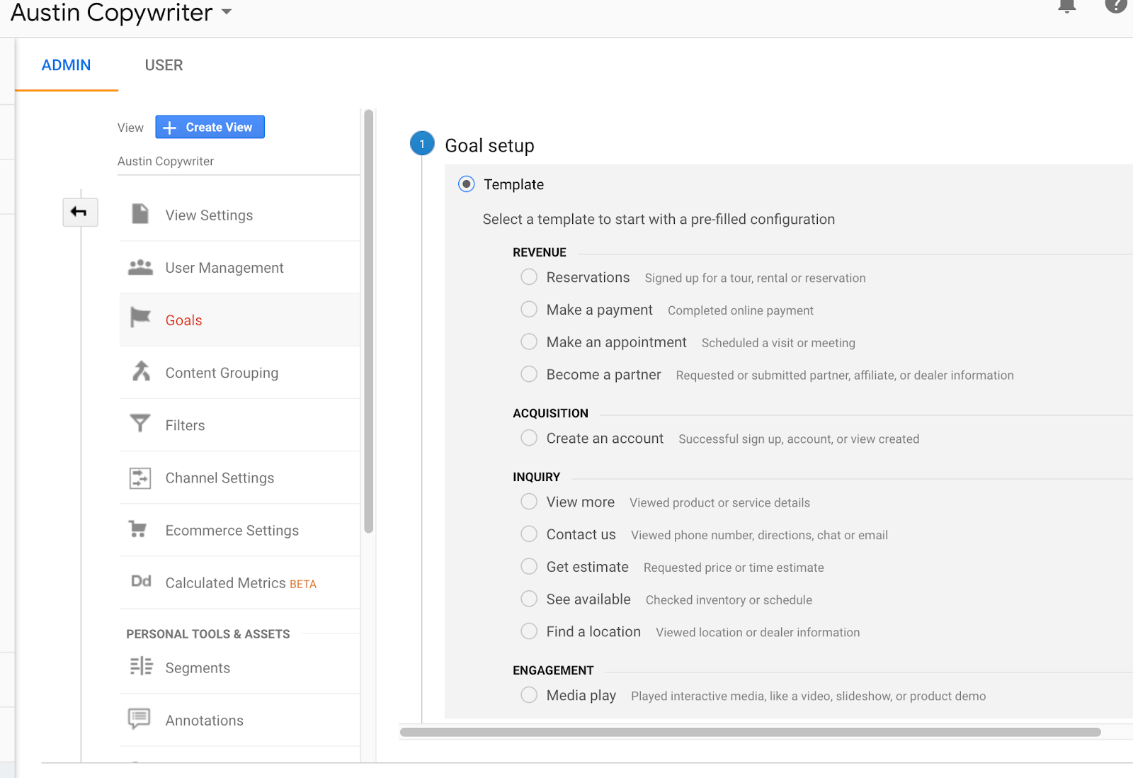 google analytics set up conversion tracking goals