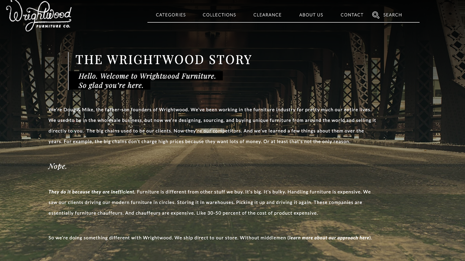 wrightwood furniture about page