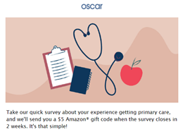 customer survey with $5 gift card as reward