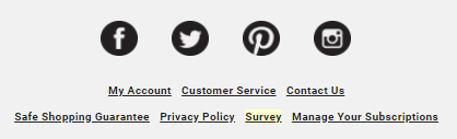 ecommerce website with customer survey link in email newsletter