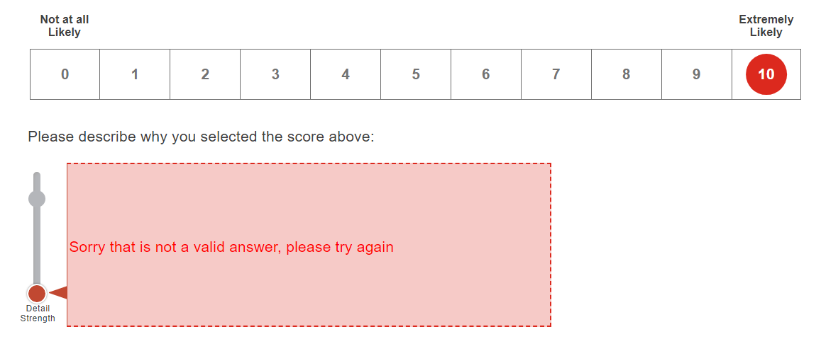 example of a bad customer survey experience that requires customer to fill out a free form field