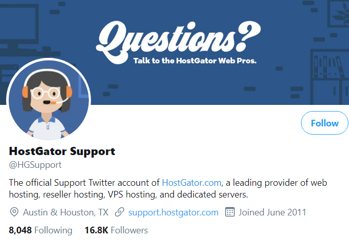 hostgator support twitter account