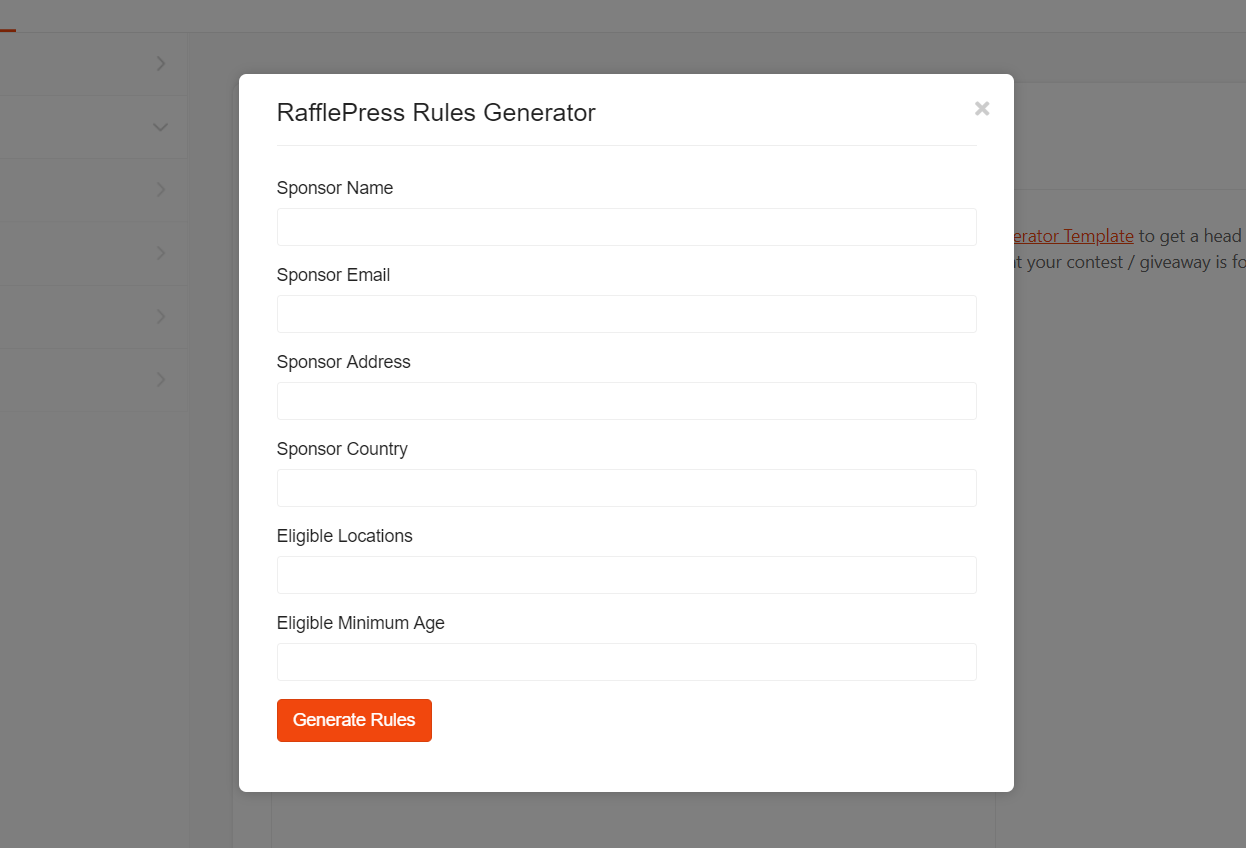create giveaway contest rules in rafflepress