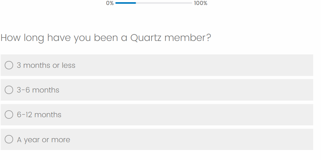 example of customer survey with progress bar