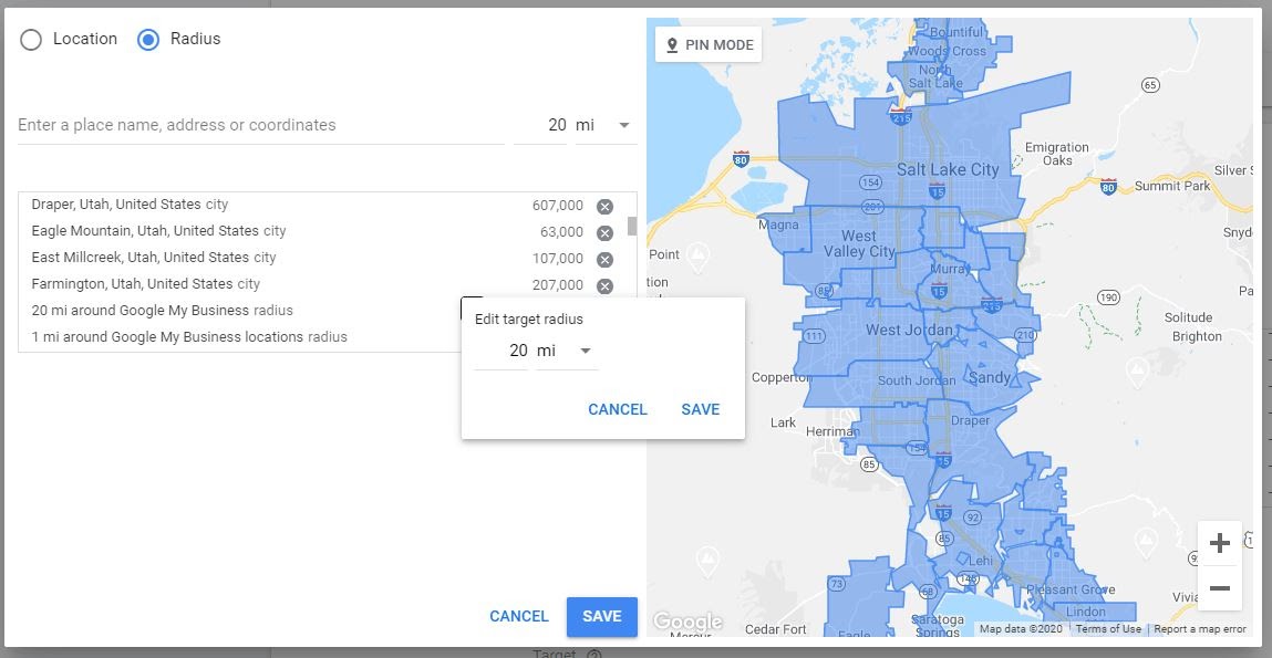 ppc targeting by business location