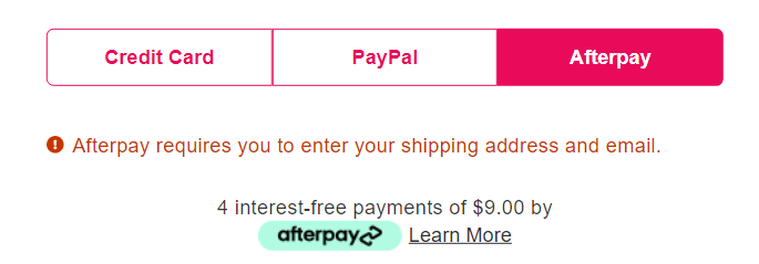 afterpay checkout example