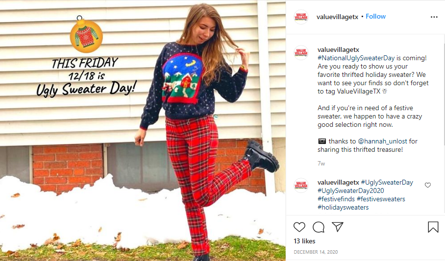 ugly sweater day instagram post