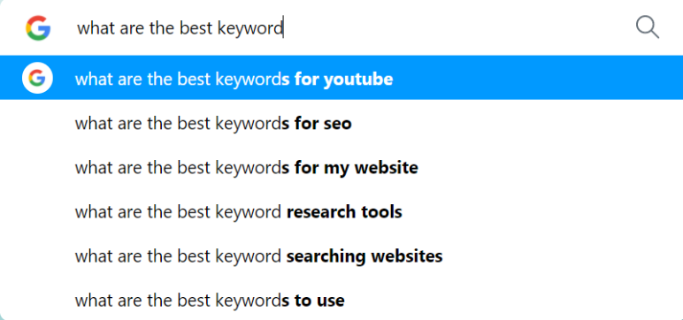 google autocomplete keyword suggestions