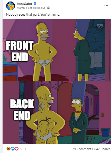 HostGator Simpsons web development meme 