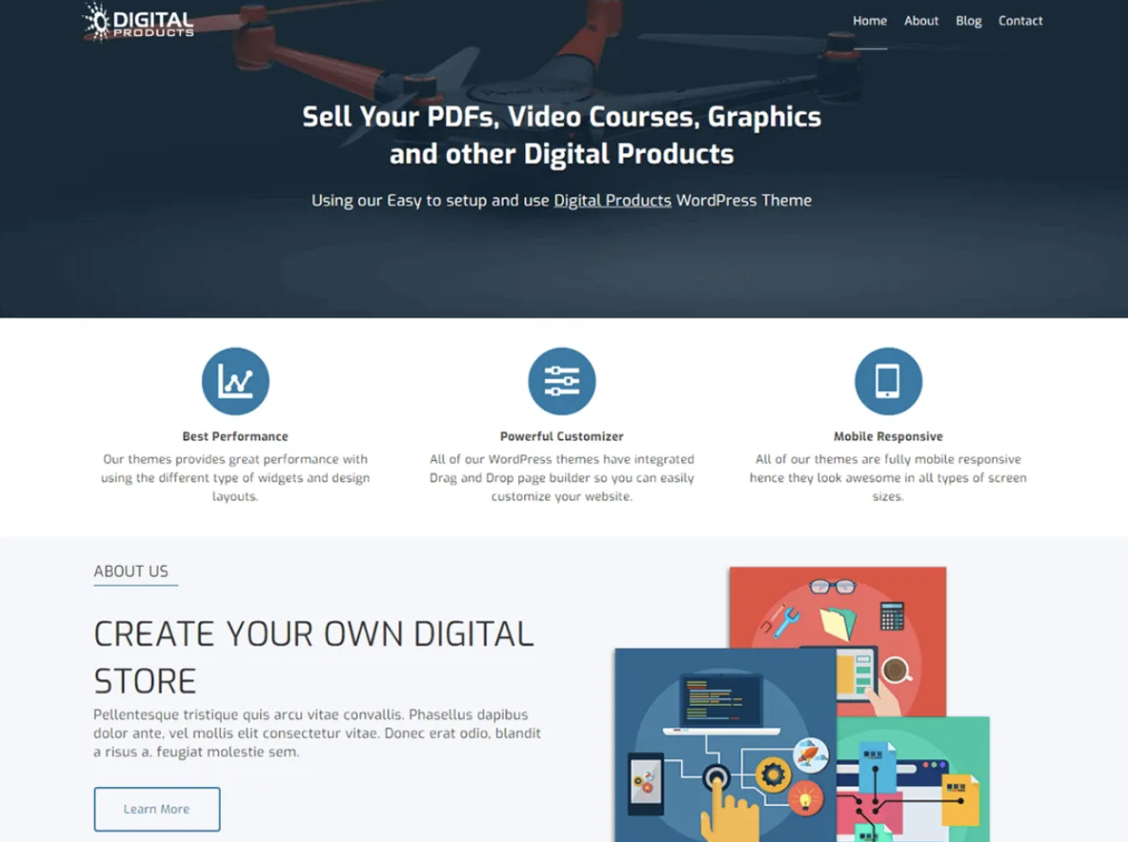 digital products wordpress theme