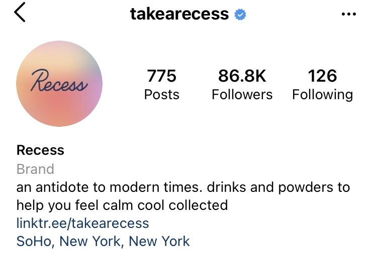 instagram profile for brand