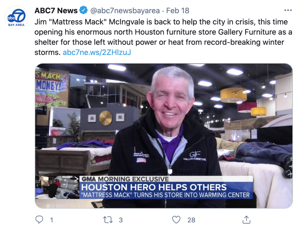 mattress mack opens furniture stores to public as warming shelters during historic freeze