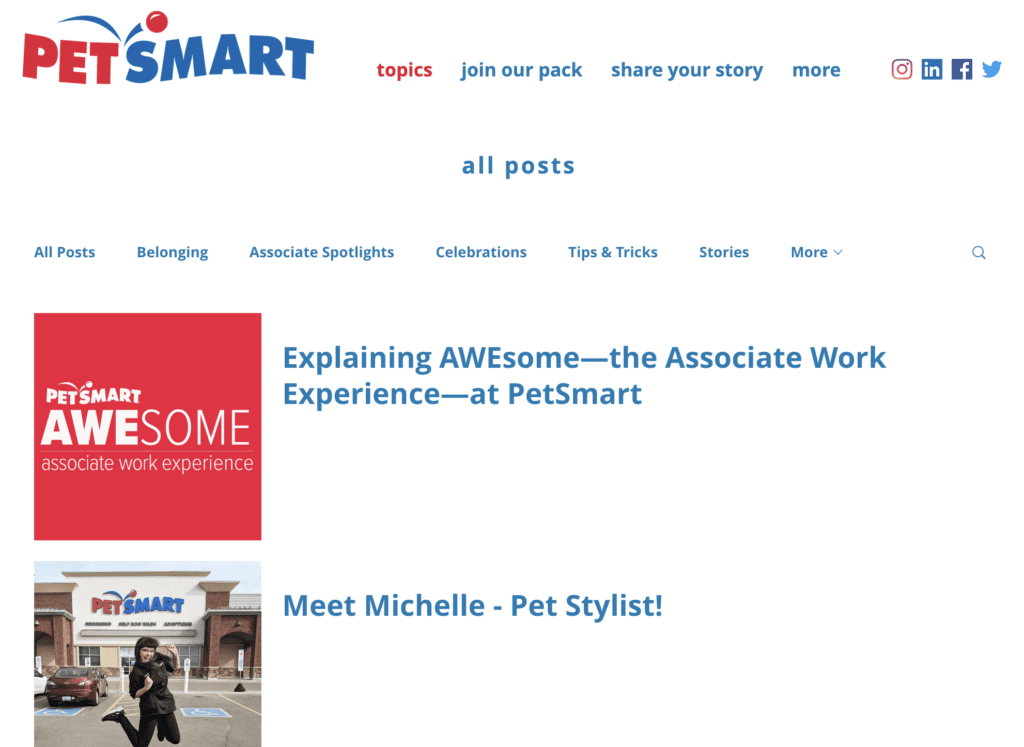 ecommerce blog with employee spotlights