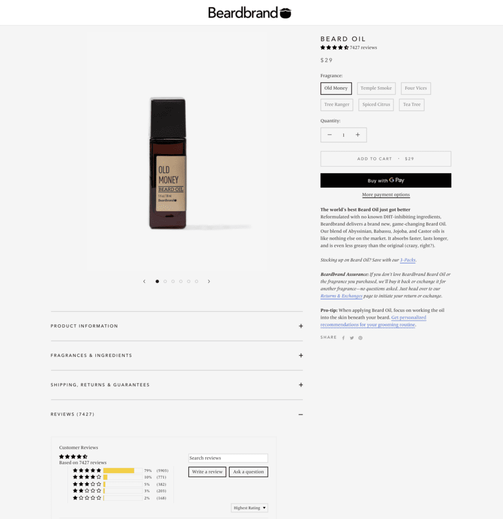 beardbrand product page