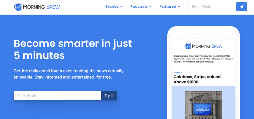 morning brew email newsletter signup